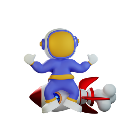 Lindo astronauta montando cohete  3D Icon