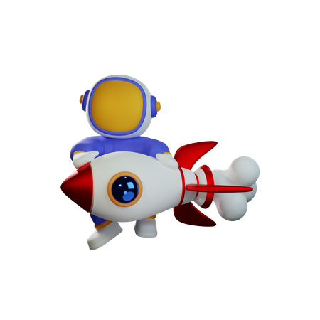 Lindo astronauta montando cohete  3D Icon