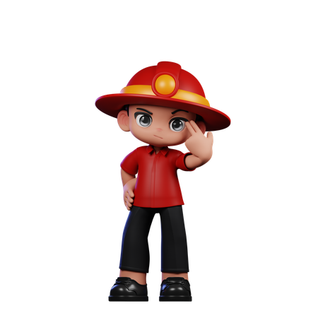 Lindo bombero apuntándolo  3D Icon