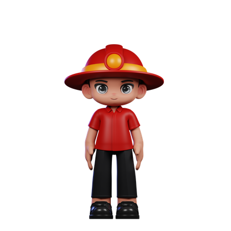 Lindo bombero haciendo de pie fresco  3D Icon