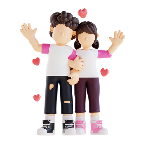 Casal amável  3D Illustration