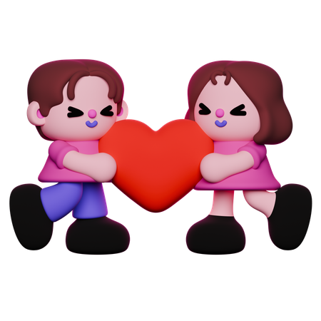 Casal amável  3D Illustration