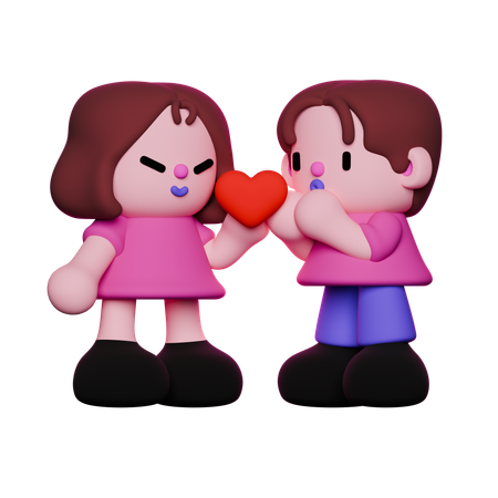 Casal amável  3D Illustration