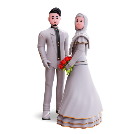 Lindo casal de noivos  3D Illustration