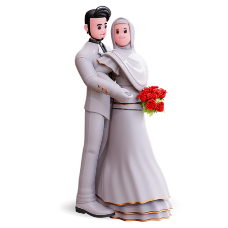 Lindo casal de noivos  3D Illustration