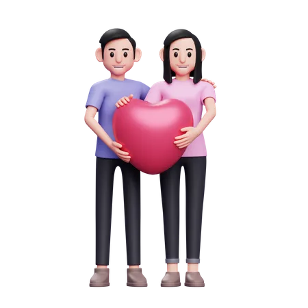 Casal Romantico Juntos Segurando Baloes De Coracao Ilustracao De Personagem Conceito De Dia Dos Namorados 3 D 3D Illustration