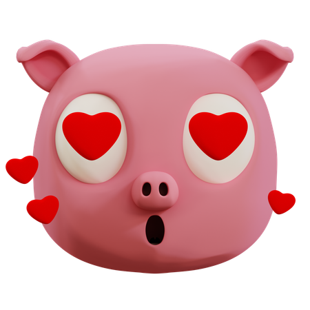 Lindo emoji de amor de cerdo  3D Icon