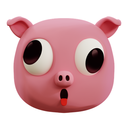 Lindo cerdo cara fea emoji  3D Icon