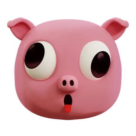 Lindo cerdo cara fea emoji  3D Icon