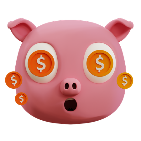 Lindo emoji de dólar de cerdo  3D Icon