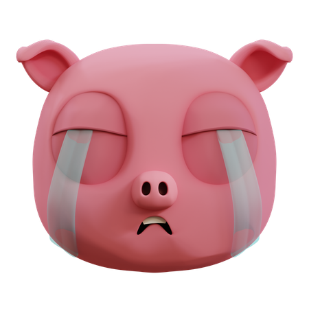 Lindo emoji de llanto de cerdo  3D Icon