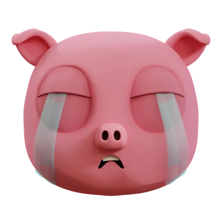 Lindo emoji de llanto de cerdo  3D Icon