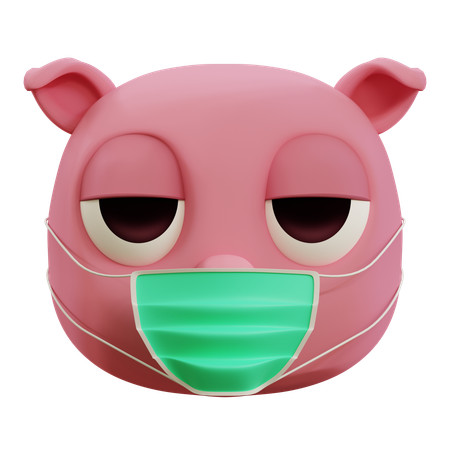 Lindo cerdo con emoji de gripe  3D Icon