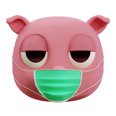 Lindo cerdo con emoji de gripe  3D Icon