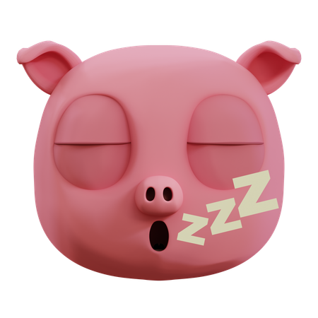 Lindo cerdo emoji de sueño profundo  3D Icon