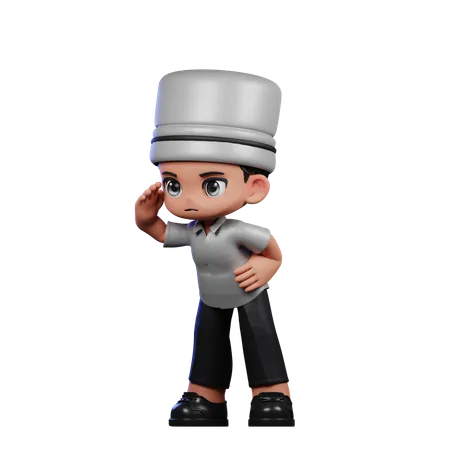 Lindo chef dando pose de mirada  3D Illustration