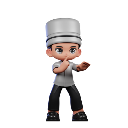 Lindo chef dando pose Shhttt  3D Illustration