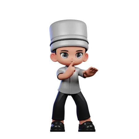 Lindo chef dando pose Shhttt  3D Illustration