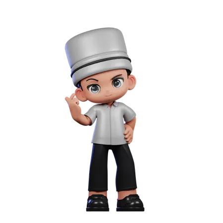 Lindo chef dando señal de amor  3D Illustration