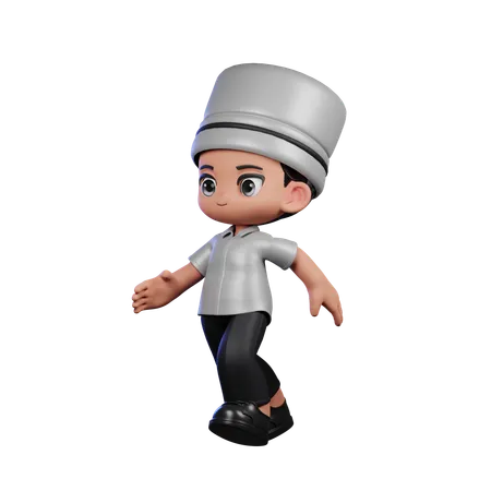 Lindo chef haciendo pose corriendo  3D Illustration