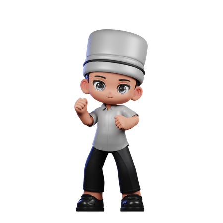 Lindo chef haciendo felicidades  3D Illustration