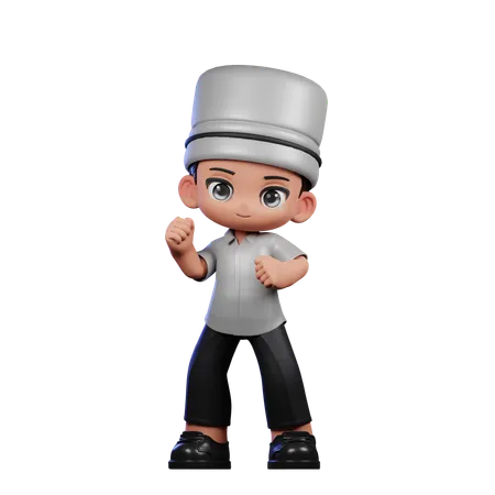 Lindo chef haciendo felicidades  3D Illustration