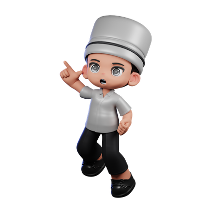 Lindo chef haciendo saltos felices  3D Illustration