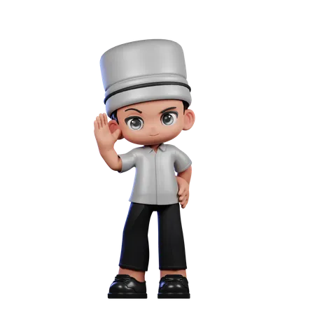 Linda pose de saludo del chef  3D Illustration