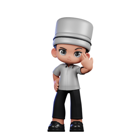 Lindo chef apuntándolo  3D Illustration