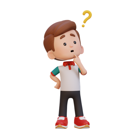 Lindo chico confundido y haciendo pose de pensamiento  3D Icon
