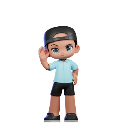 Chico lindo dando pose de saludo  3D Illustration