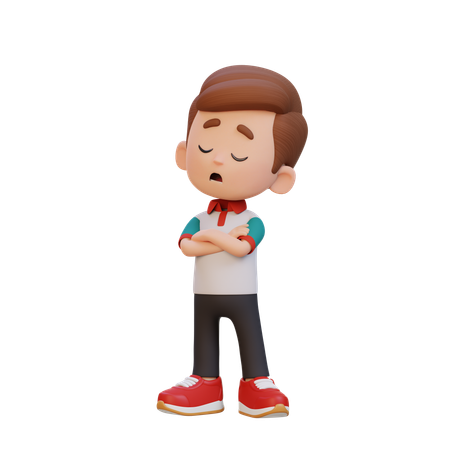 Lindo chico de pie mientras da una pose de rechazo  3D Icon
