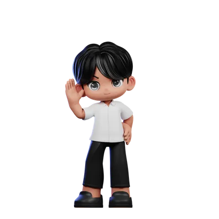 Pose de saludo de chico lindo  3D Illustration