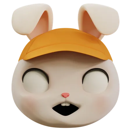 Lindo conejo asustado emoji  3D Icon