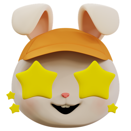 Lindo emoji de estrella de conejo  3D Icon