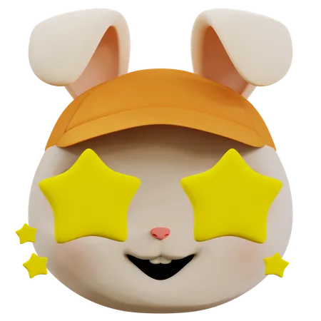 Lindo emoji de estrella de conejo  3D Icon