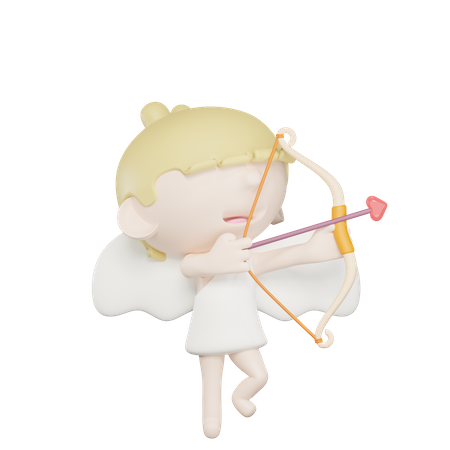 Lindo cupido dibuja una flecha de amor  3D Illustration