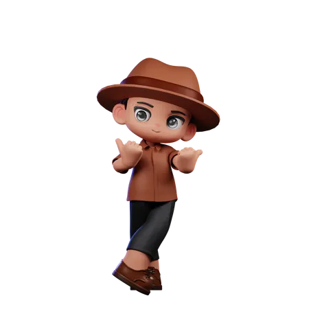 Lindo detective apuntando al lado  3D Illustration