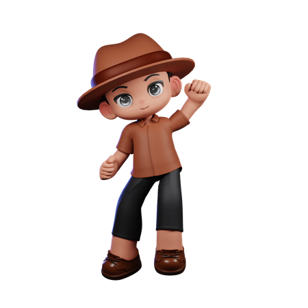 Lindo detective dando felicitaciones  3D Illustration