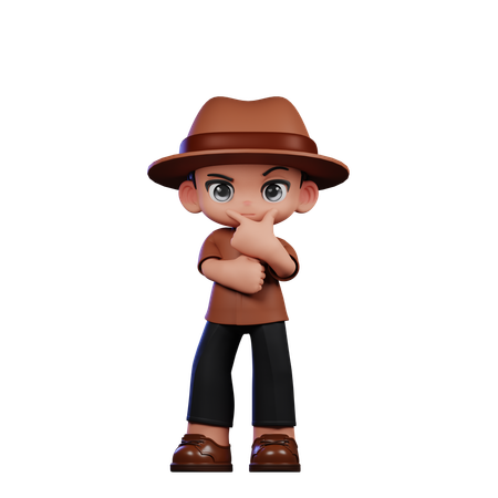 Lindo detective haciendo curioso  3D Illustration