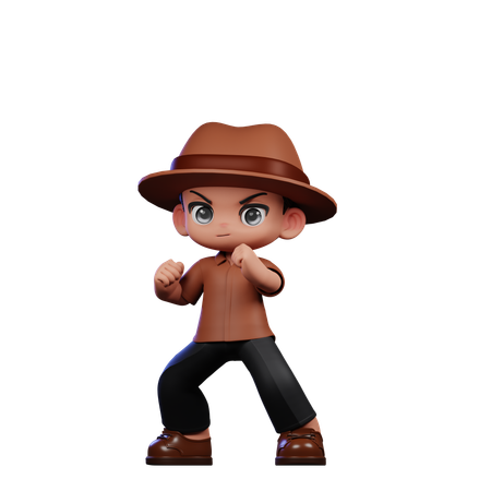 Lindo detective listo para pelear  3D Illustration