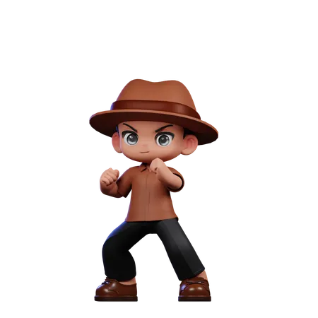 Lindo detective listo para pelear  3D Illustration