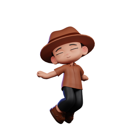 Lindo detective saltando en el aire  3D Icon