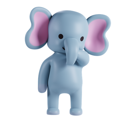Lindo elefante pensando algo  3D Icon
