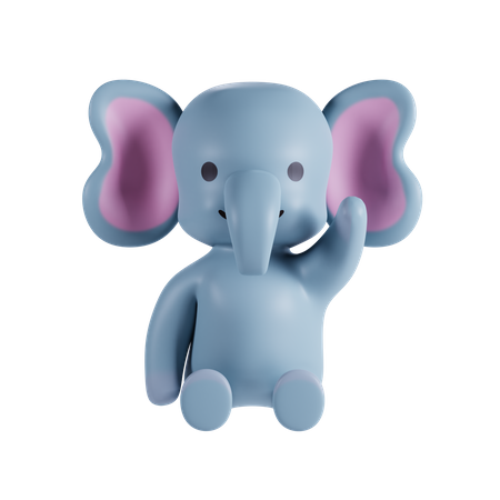 Lindo elefante saluda  3D Illustration