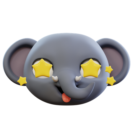 Lindo emoji de estrella de elefante  3D Icon