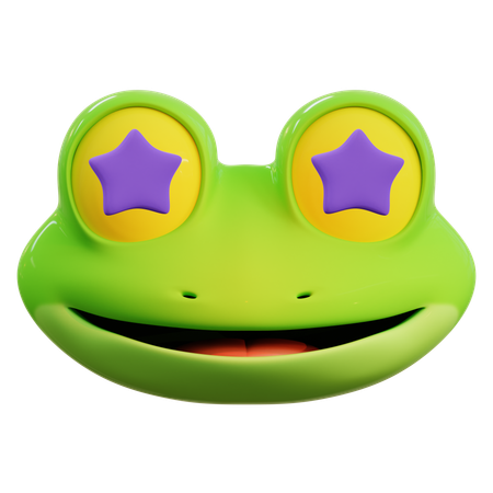 Lindo emoticono de estrella de rana  3D Icon