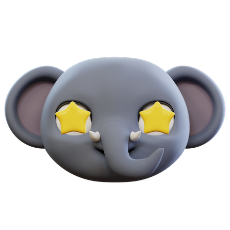 Lindo emoticono de estrella de elefante  3D Icon
