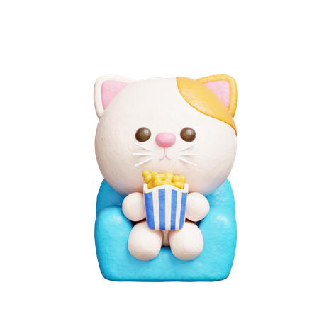 Lindo gato viendo una película  3D Icon