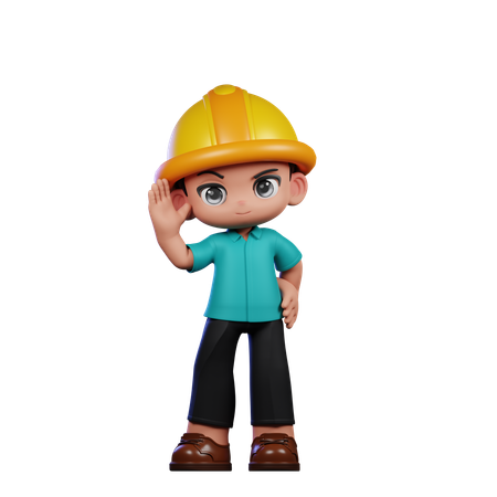 Lindo ingeniero dando pose de saludo  3D Icon
